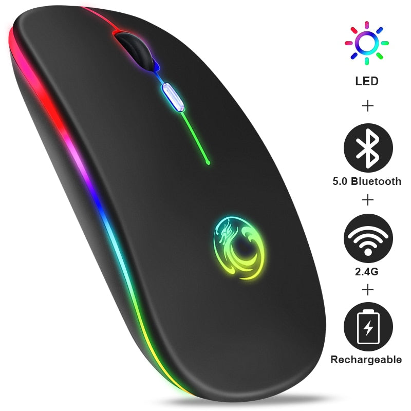 Mouse Wireless Bluetooth RGB Recarregável iMice